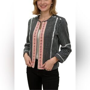 Rafaella Textured Knit Open Jacket Sz M